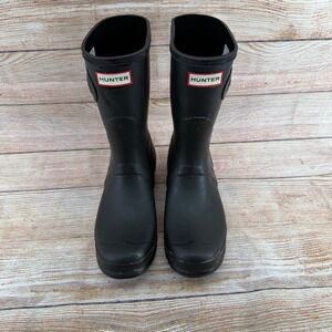 Hunter Original Short Rain Boots Black Matte Waterproof Womens 10M 1881032
